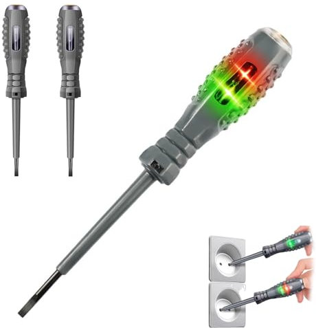 High Torque Alloy Dual Light Color Light Measuring Electric Pen Induction Electric Pen Screwdriver, Voltage Sensitivity Compact Pen Dual Color (Straight Head,2PCS)