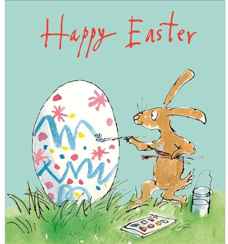 Easter Cards - Pack of 5 - Quentin Blake Illustrated Easter Bunny and Egg Design - Made in the UK - Eco-Friendly