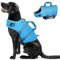 PUZAUKAL Giubbotto Salvagente Cane Ripstop Salvagente per Cani con Manico e Strisce Riflettenti Giubbotto di Salvataggio per Cani regolabile con Buona Galleggiabilità per Nuoto,Spiaggia,Blu-XL