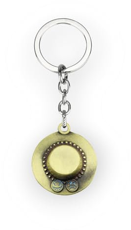 DYMSUP One Piece Anime Keychain, Chopper Hat Luffy Ace Straw Hat Pirate Ship Devil Fruit One Piece Keychain Merch for Fans, Red Ace Hat, 1.3 x 1.3 In