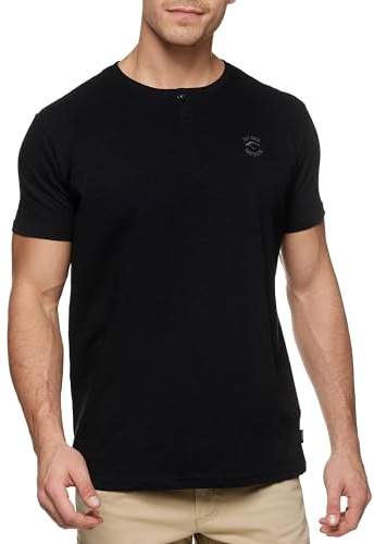 Indicode Herren INAnsel T-Shirt aus 100% Baumwolle | Herrenshirt Sommershirt Männer Black, XL