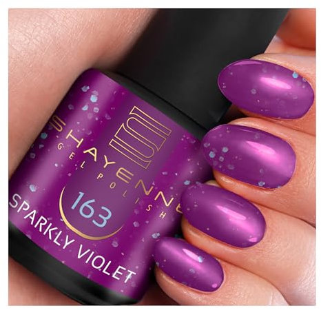 SHAYENNE UV Gel Nagellack - 163 Sparkly Violet Lila mit Glitzer 15 ml - Langanhaltend, Kratzfest & Hochglänzend - Profi-Qualität - LED kompatibel - Perfekt für Zuhause & Studio - Made in Germany