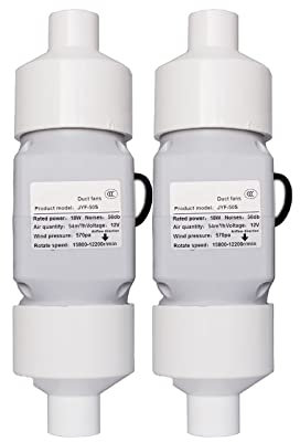 2 Inch 50mm Inline Duct Fan Ventilation Exhaust Booster 18W 12V Intake Fume Extractor Blower 54 CFM/H with Super High Speed 15800 r/min for Attic Bathrooms Kitchens (Color : 2 pack)