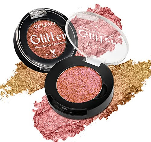 Glitter Multichrome Holographic Shimmer Lidschatten Braun Pink,Chamäleon Lidschatten Palette, Glatte funkelnde Multi-Reflektierende Finishs,Intensive Farbverschiebung,Vegan, Talk frei,5G