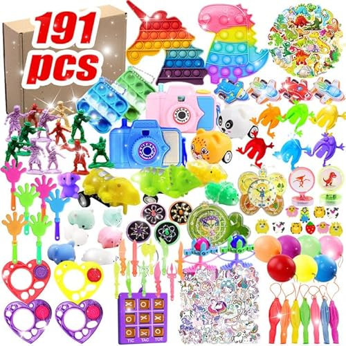 DEVOKE 191 Pezzi Gadget Festa Compleanno Bambini,Gadget Compleanno Bambini,Regalini Fine Festa Compleanno,Gadget Carnevale,Regali Compleanno Bambini Gadget,Giochini per Feste di Compleanno Bambini.
