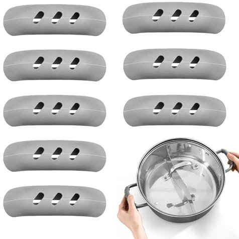8pcs Gray Silicone Hot Handle Holder, Pan Handle Covers Heat Resistant for Kitchen, Silicone Handle for Cast Iron Skillet(grey)