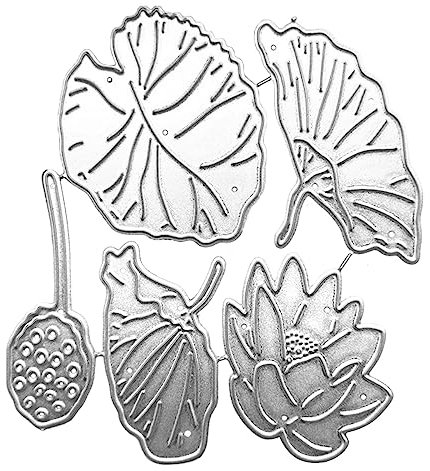 X-Institute Stanzform aus Karbonstahl, Motiv: Lotusblüten und Blätter, handgefertigte Schablone für Scrapbooking, Papier, Karten, Messer, Prägeschablonen für Scrapbooking, Basteln