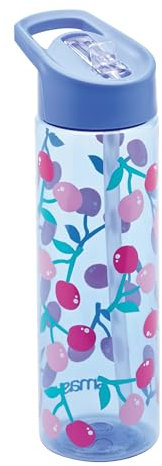 Smash Water Bottle with Straw 700ml Blue Cherry
