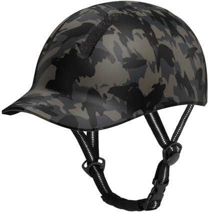 Shinmax Fahrradhelm für Damen und Herren, Einstellbarer Helm mit Visier & Sonnenschutz, Leicht & Belüftet für Urban Pendler Stadt & Rennrad (Camouflage, XL:58-62cm)