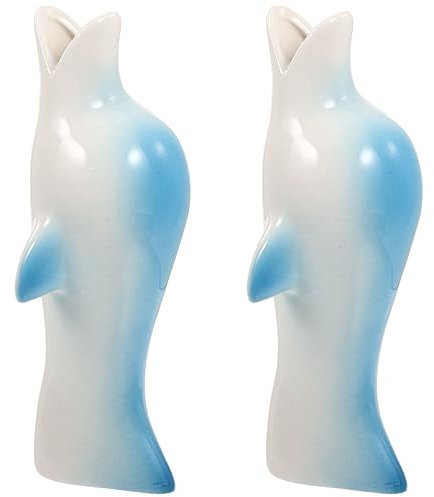 STOBAZA 2st Keramikvase Mini-blumentopf Mini-vasen Mittelstück Pflanzenvase -dekor Delphin-blumenvase Vase in Tierform Botanisches Dekor Kreative Vase Tierische Blumenvase Blue