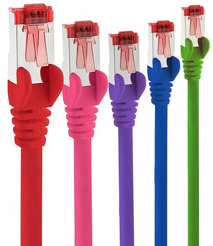 1aTTack.de 1 m – 5 unidades – Cable LAN Ethernet Cat6 RJ45-5 colores – Cable de red de alta velocidad para streaming, juegos, TV y ordenador – Estable y duradero – Perfecto para red doméstica y