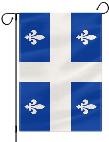 PTEROSAUR Drapeau de Jardin Québec, 30 x 45 cm Double Face Toile de Jute Drapeau Province du Canada, Maison Porche Cour Pelouse Décoration Extérieure