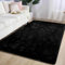 AIMECO Hochflor Teppich Wohnzimmer Carpet 140X200cm Anti-Rutsch Extra Große Teppiche Schlafzimmer flauschig Teppiche Matte Teppichen Mädchen Schlafzimmer und Kinderzimmer. schwarz