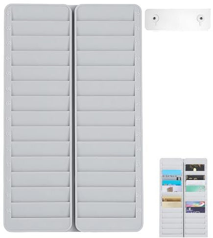 Material Kartenregal, Wandhalterung Vertikaler Visitenkartenhalter, Zeitkartenständer, Wandmontierter Kreditkartenhalter, 28 Kartenplatzen, Karten Aufräumen, für Klassenzimmer, Büro Und Familie