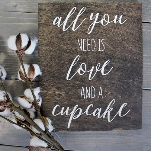 Rustic Wooden Signs All You Need is Love and A Cupcake Bedroom Sign Wall Art Decor Kitchen Cafe Pub Gift 8x12 INCH
