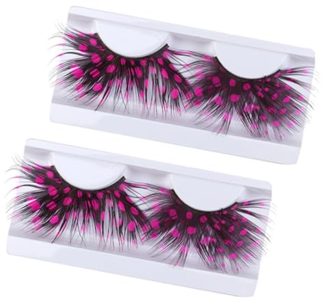 PACKOVE 2paires Faux Cils Naturels à Plumes Pour Cosplay Soirée Et Déguisement Roses