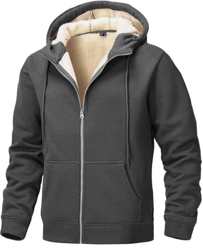 Tansozer Uomo Sherpa Foderato in Pile Giacca Calda con Cappuccio Felpe Termiche con Tasche