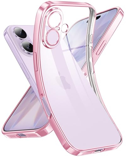 Supdeal Coque Crystal Clear pour iPhone 17, Jamais Jaune avec Protection de la Caméra, Étui Housse de Téléphone Portable Transparente en Silicone Ultra Fine et Légère, 6,3,Rose