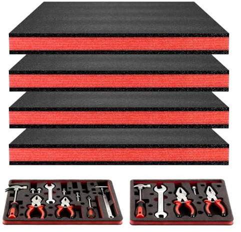 4 cajas de herramientas de espuma de 40 x 30 x 2,5 cm, inserto de espuma para herramientas, maletín de cámara de espuma de polietileno, corte