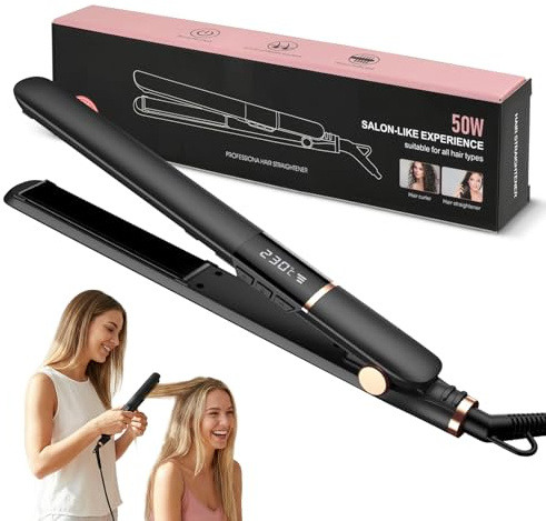 Focenat 2 in 1 Glätteisen Locken und Glätten, Haarglätter mit LCD Display, 5 Temperaturstufen 150–230°C, Extra-Lange 3D Schwebende Keramikplatte,10s Schnellaufheizung, Dual-Spannung für alle Haartypen