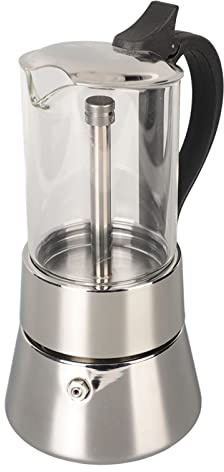 EOJDDPA Cafetière Moka avec dessus en verre cristal et acier inoxydable, cafetière italienne classique pour 4 tasses, cadeau parfait pour les amateurs de café
