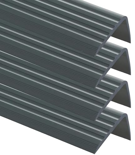 4er-Set PVC Treppenkantenprofil selbstklebend 41x25mm 200cm Anthrazit | Winkelprofil, Treppenkantenschutz für Treppenstufen, Anti-Rutsch-Oberfläche, einfache Montage ohne Bohren