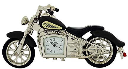 Miniaturuhr - Schwarzes Motorrad im Indianerlook