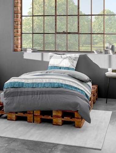 Bierbaum 6472_09 Mako-Satin-Bettwäsche Designed in Germany, 200 x 200 cm und 2x 80 x 80 cm, silber