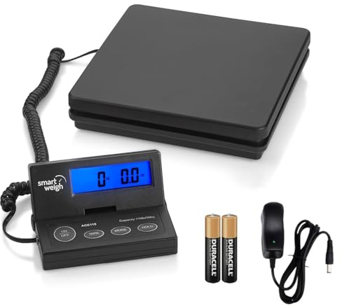 Smart Weigh Digital Postal Shipping Scale, 110lb/50kg to 0.1oz/2g Precision, Hold Function, Separate Wall-Mount Screen, AC Adapter & Batteries Included