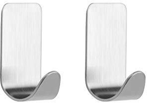 Tiger Ganchos Basic para Ropa y Toallas, Fijación Adhesiva, 1.8 x 1.9 x 3.5 cm, Acero Inoxidable Cepillado, 2 Unidades