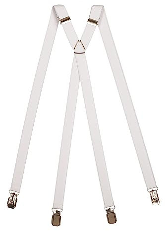 Olata Klassische X-förmige Hosenträger mit Clips – 2 cm breit. Weiß