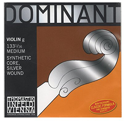 Thomastik-Infeld Dominant Violinsaite G 1/16 – Einzelsaite (133 1/16), synthetischer Kern, Silber umsponnen, mittlere Spannung