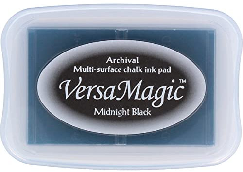 Tsukineko Versamagic Stempelkissen, Kreideeffekt, Farbton: Midnight Black, Synthetic Material, schwarz, 9.7 x 6.6 x 1.8 cm