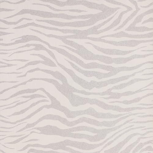 Papier peint Zebra paillettes 1005 x 52cm Argent | Revêtement Mural, Tapisserie | Ambiance Facile à poser et à enlever