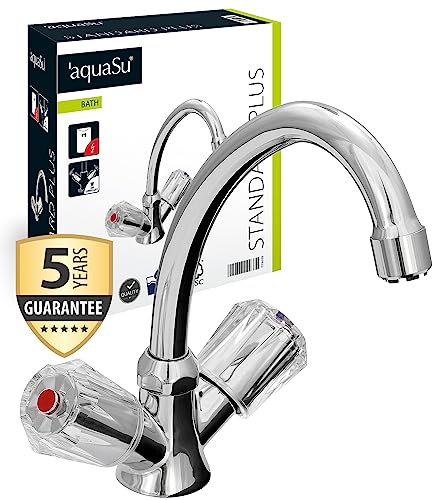 aquaSu® Zweigriffmischer Standard Plus für Waschtisch | Niederdruck | Chrom | Wasserhahn