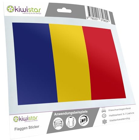 Kiwistar - Autoaufkleber Sticker Fahne Flagge Aufkleber 15cm Rumänien Flagge Länder Wappen Fahne Sticker Kennzeichen - Auto - Fahrrad - LKW