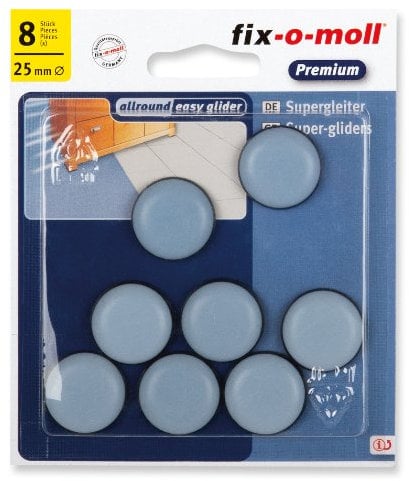 fix-o-moll Universal PTFE Gleiter 25 mm 8 Stück selbstklebend grau, 3566480