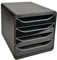 Exacompta 3104214D Premium Ablagebox mit 4 Schubladen für DIN A4+ Dokumente. Belastbare Schubladenbox mit hoher Kapazität für mehr Platz auf dem Schreibtisch Big Box Glossy Schwarz|Grau