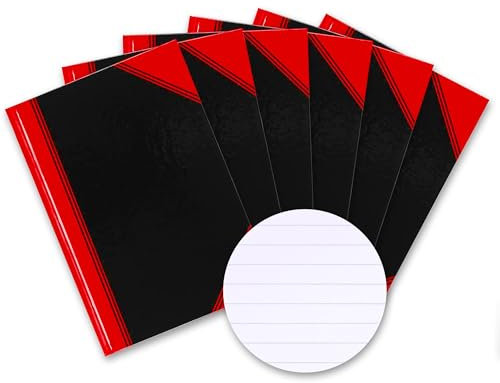 Bantex Notizbuch A4 liniert, 192 Seiten, 70 g/m², Hardcover, schwarz, 6 Stück