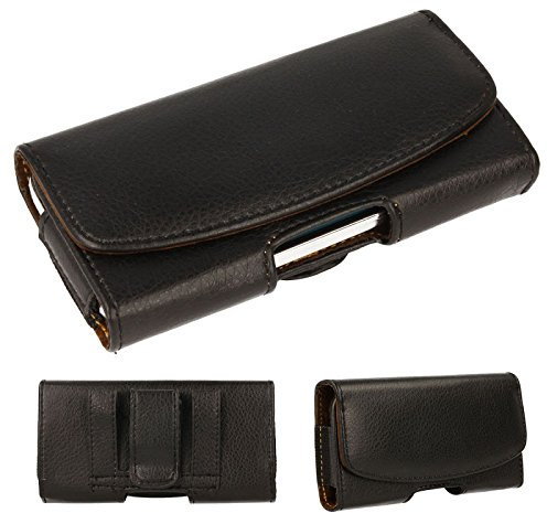 TECHGEAR Gürteltasche Leder hülle für Nokia 7.1, Nokia 6.1, Nokia 5.1, Lumia 830 - Horizontal PU Leder Case mit Gürtelclip - Handyhülle Geldbörse mit Gürtelschlaufe - Schwarz