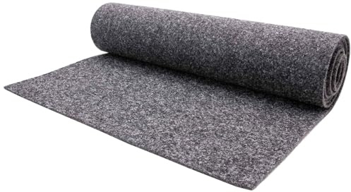Nadelfilz MERLIN Bodenbelag 200x400 cm Grau | Robuste Auslegware mit 17dB Trittschallminderung | Stuhlrollengeeignet & farbecht | GUT-zertifizierter Nadelfilzboden für Büro Messe Hotel