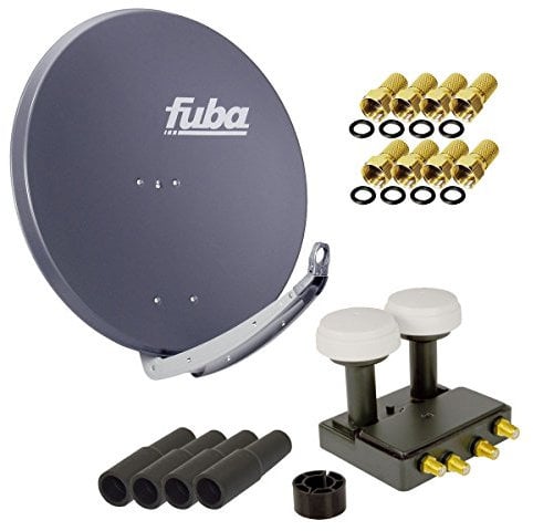 Premium X FUBA 4 Teilnehmer Astra Hotbird Digital SAT Anlage DAA 850 A ALU Anthrazit Quad Monoblock LNB 8X F-Stecker 4X Tülle