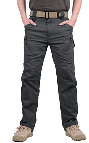MAGCOMSEN Herren Draussen Dauerhaft Multi Taschen Entspannt-Fit Taktisch Cargohosen Arbeitshose, Grau, 32
