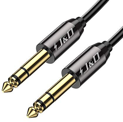 J&D 6,35mm Stereo-Audiokabel, Gold-Plated [Kupfer Shell] [Heavy Duty] 6,35mm (1/4 Zoll) Männlich TRS auf 6,35mm (1/4 Zoll) TRS Ausgewogen Stereo-Audio-Adapterkabel - 1.8 Meter