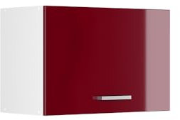 Vicco Hängeschrank R-Line, hängender Küchenschrank, Bordeaux Hochglanz/Weiß, 60 cm Flach