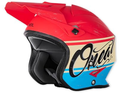 O'NEAL Slat Helmet Motorradhelm Herren Damen I Enduro Street Adventure I Fieberglas Jethelm mit waschbarem Innenfutter I I Rot Blau I Größe XS