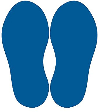 (Dunkelblau) 10 Stück Fußbodenaufkleber Fußpaar (Gesamt 20 Aufkleber)- (Fussgröße 250x110 mm) zur Bodenmarkierung/Industriequalität für Geschäfte Restaurants/Anti-Rutsch/Rutschhemmend nach DIN