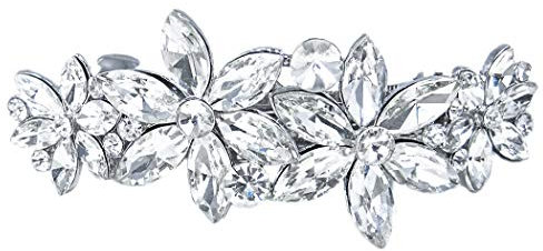 EVER FAITH Damen Blume Haarspange Österreichische Kristall Braut Elegante 4 Daisy Haarschmuck Klar Silber-Ton
