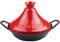 MYYINGBIN Pot en Fonte éMailléE à Tajine Rouge De 27 Cm éMail Brillant à L'IntéRieur Et à L'ExtéRieur Mijoteuse Facile à Nettoyer pour 2 à 4 Personnes