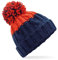 ASVP Shop Korkenzieher Zopfstrickmütze einfarbig Herren Damen Beanie Warm Winter Pom Wooly Cap, Oxford Marineblau/Feuerrot, One size